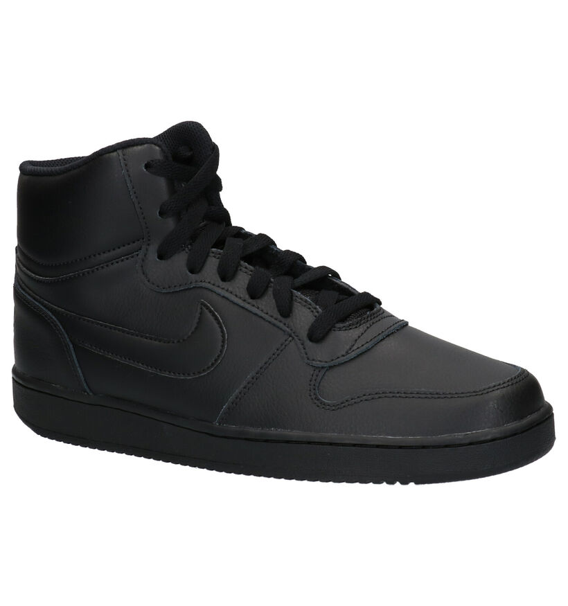 Nike Ebernon Mid Zwarte Sneakers in kunstleer (254038)