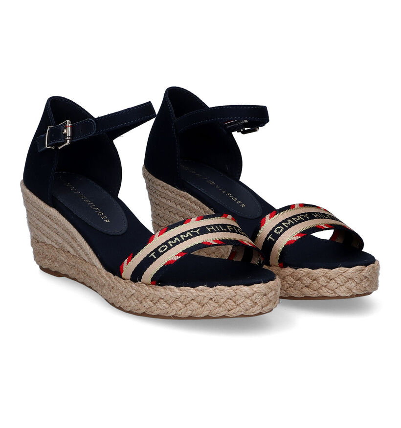 Tommy Hilfiger Corporate Webbing Blauwe Sandalen in stof (304004)