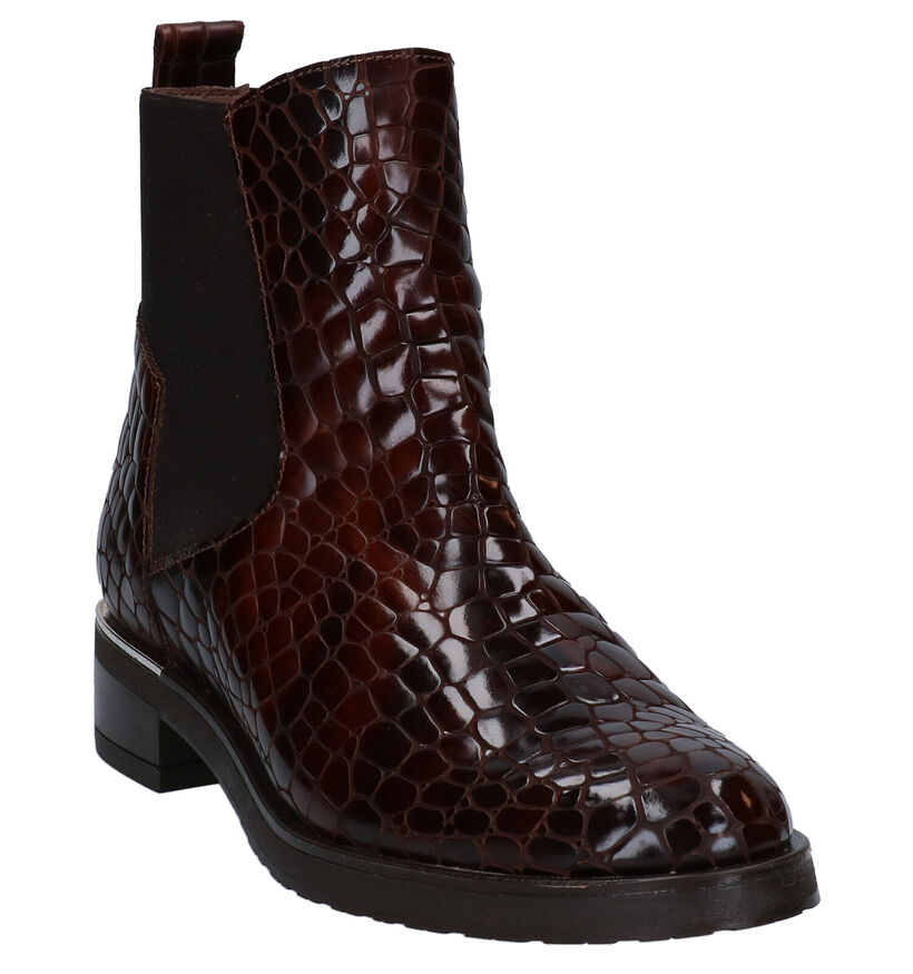 Wonders Bottines plates en Brun foncé en cuir (298918)