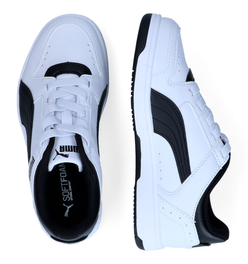 Puma Rebound Joy Baskets en Blanc pour filles, garçons (318745) - pour semelles orthopédiques