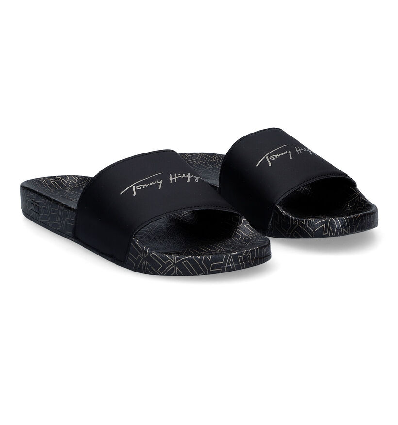 TH Tommy Metallic Zwarte Slippers voor dames (304013)