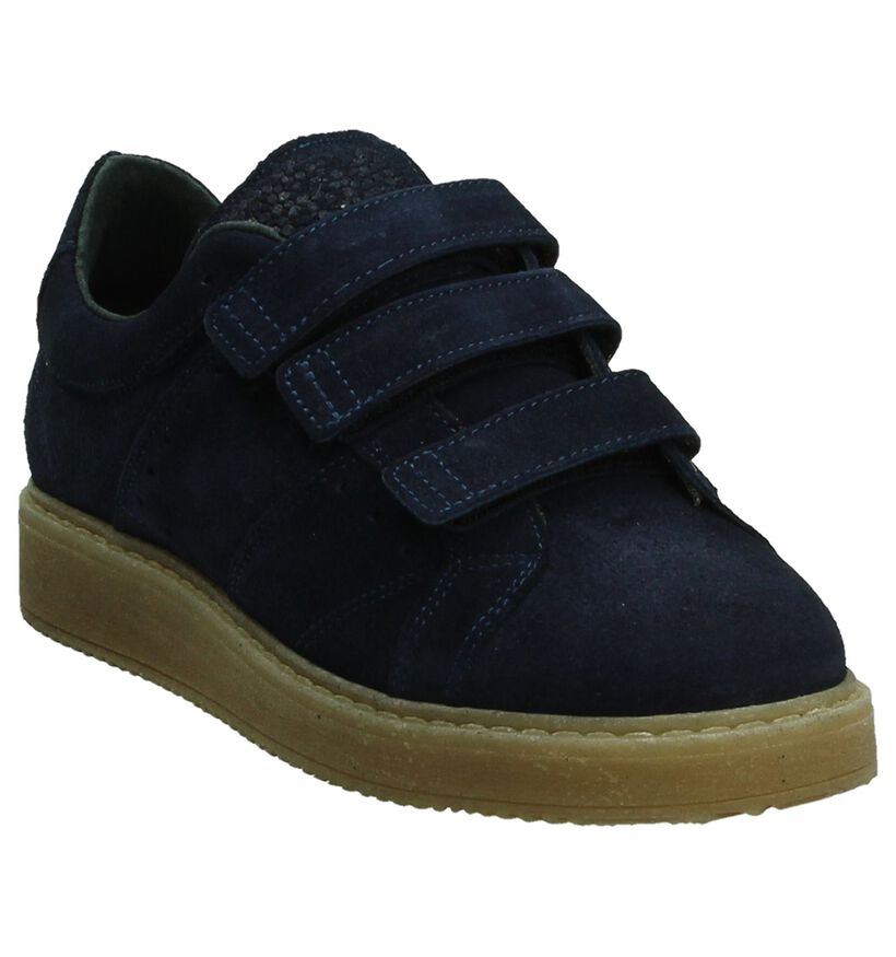 Shoecolate Baskets basses en Bleu foncé en daim (192739)