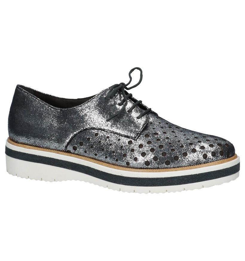 Zilveren Oxford Veterschoenen Tamaris in stof (214209)