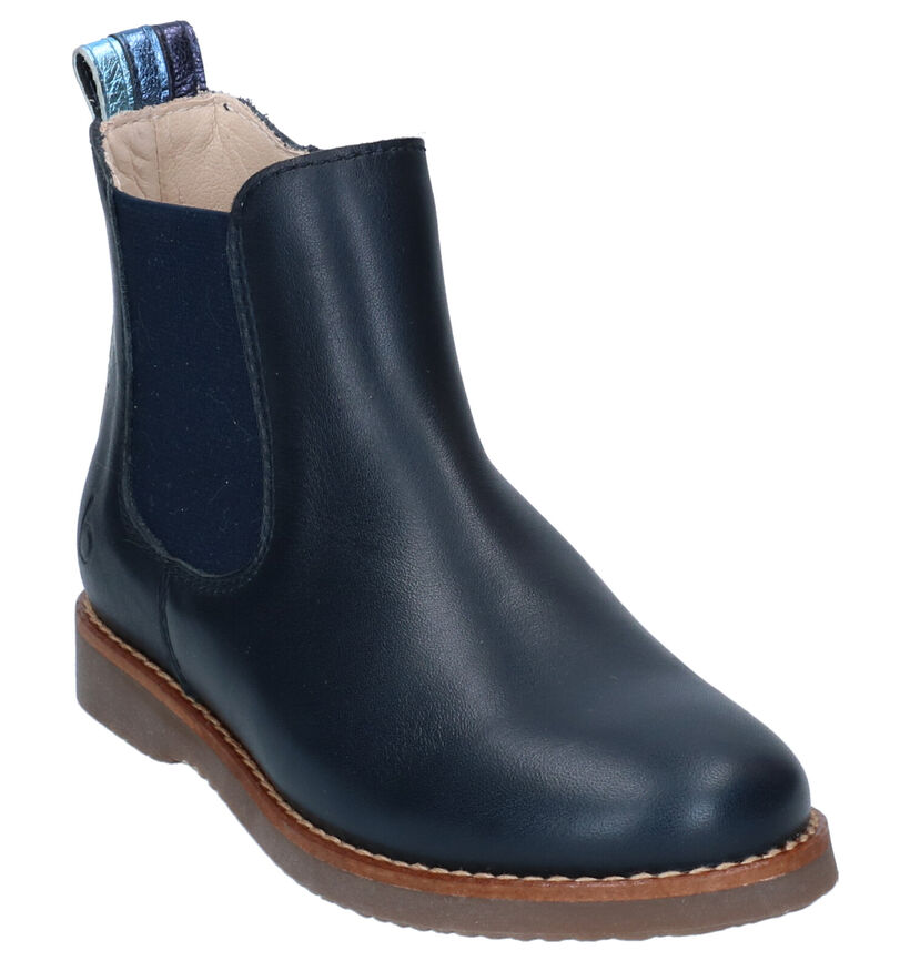 Beberlis Blauwe Bottines in leer (297318)