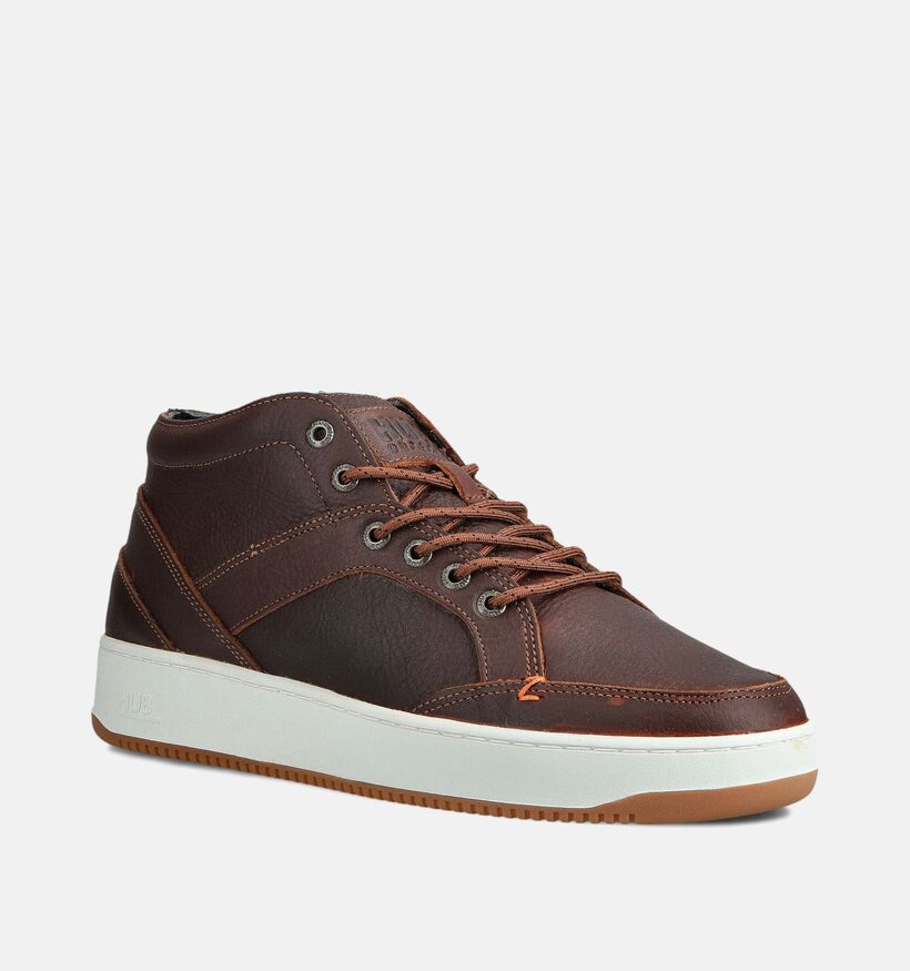 Hub Boots à lacets en Cognac pour hommes (363637) - pour semelles orthopédiques