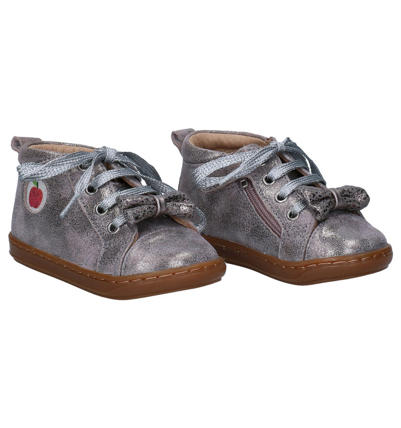 Shoo Pom Bouba Zippy Chaussures à Lacets en Argent en daim (295714)