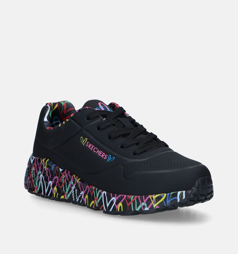 Skechers Uno Lite Lovely Luv Zwarte Sneakers voor meisjes (345247)