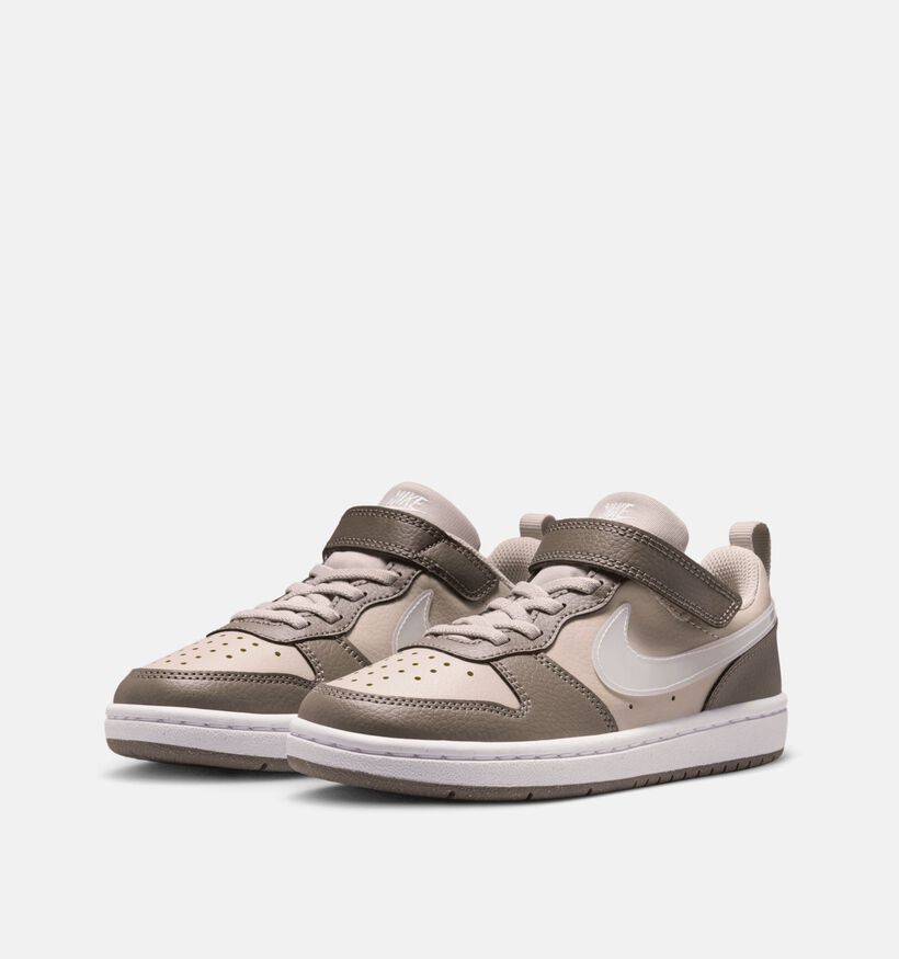 Nike Court Borough Low Bruine/Witte Sneakers voor meisjes, jongens (376158)