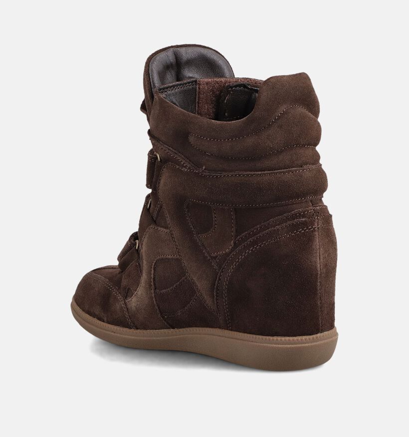 Poelman Baskets montantes en Brun fonc&eacute; pour femmes (388206)