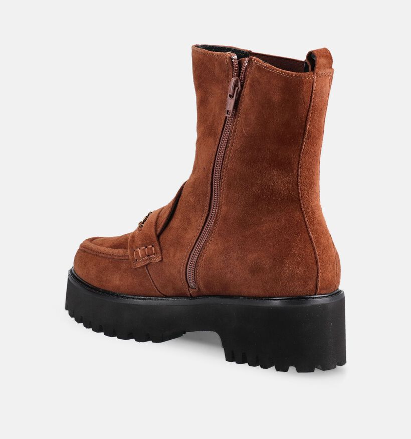 Nathan-Baume Bottines Chelsea en Brun fonc&eacute; pour femmes (380242)