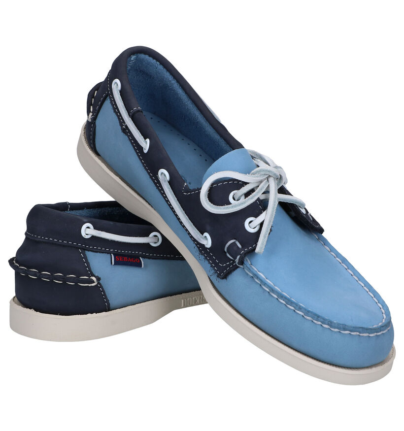 Sebago DOCKSIDE Blauwe Bootschoenen Sebago DOCKSIDE Blauwe Bootschoenen in nubuck (287479)