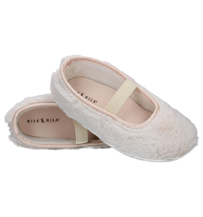 Milo & Mila Sicile Pantoufles en Beige en textile (281574)