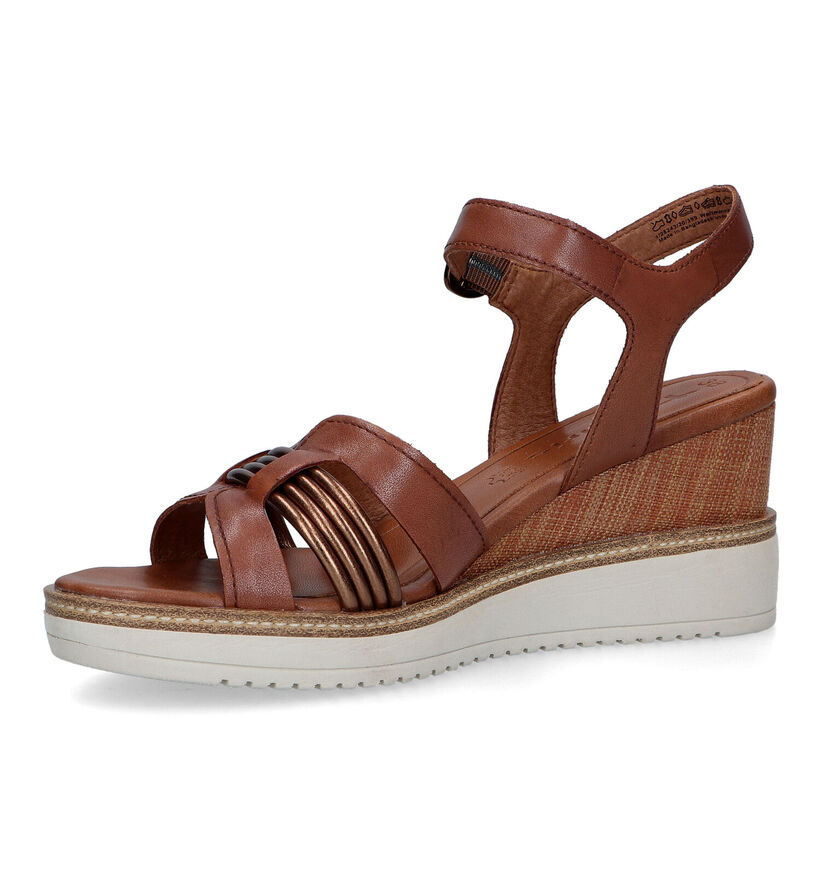 Tamaris Sandales avec talon compensé en Cognac pour femmes (322301)