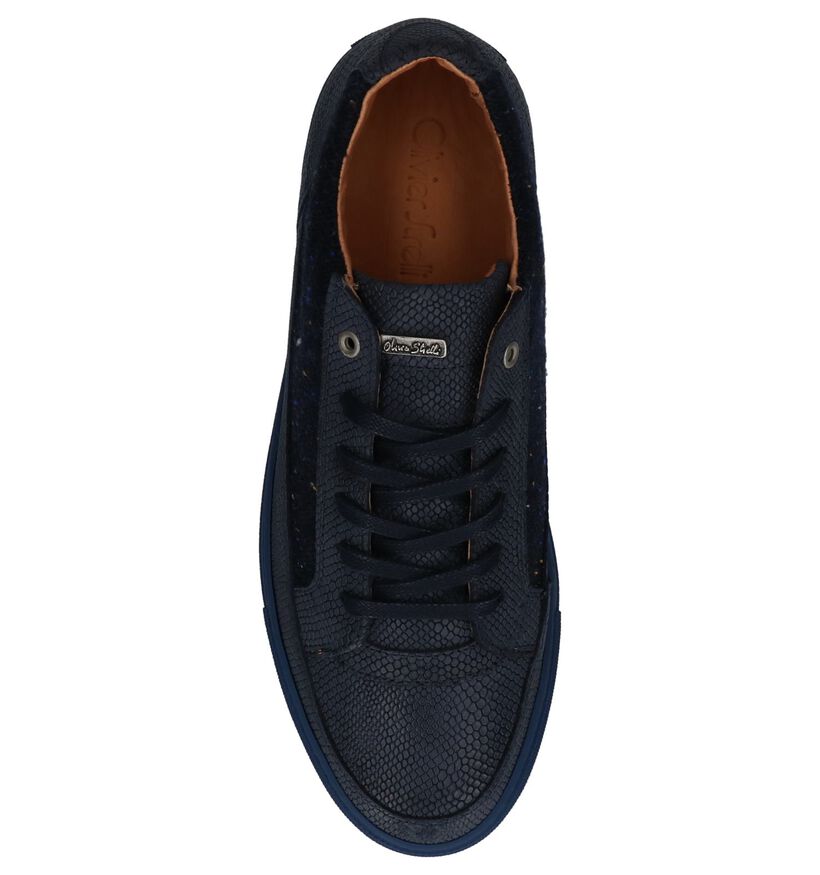 Donkerblauwe Olivier Strelli Casual Veterschoenen in leer (232392)