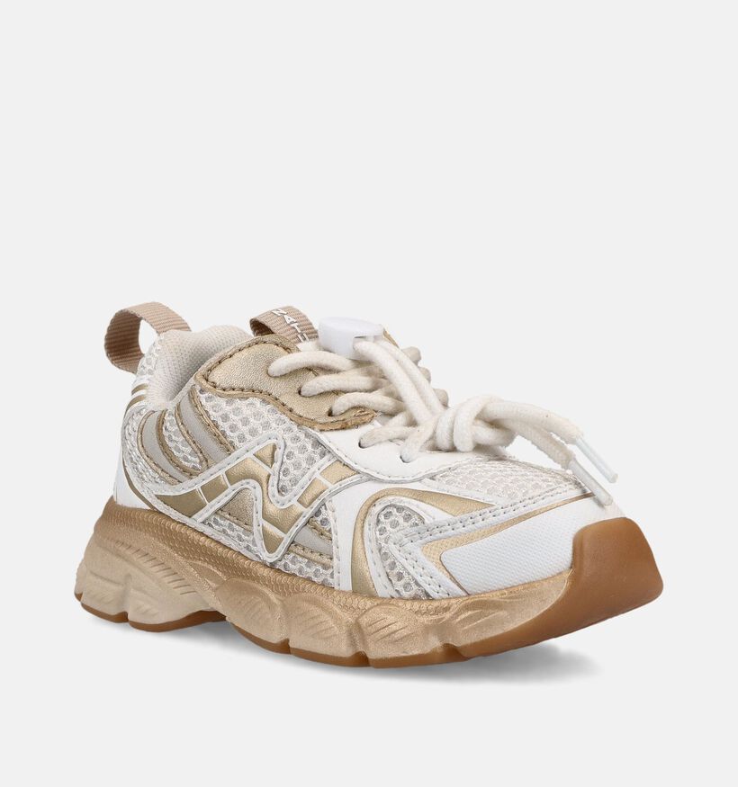 Naturino Wave Witte/Gouden Sneakers voor meisjes (377265) - geschikt voor steunzolen
