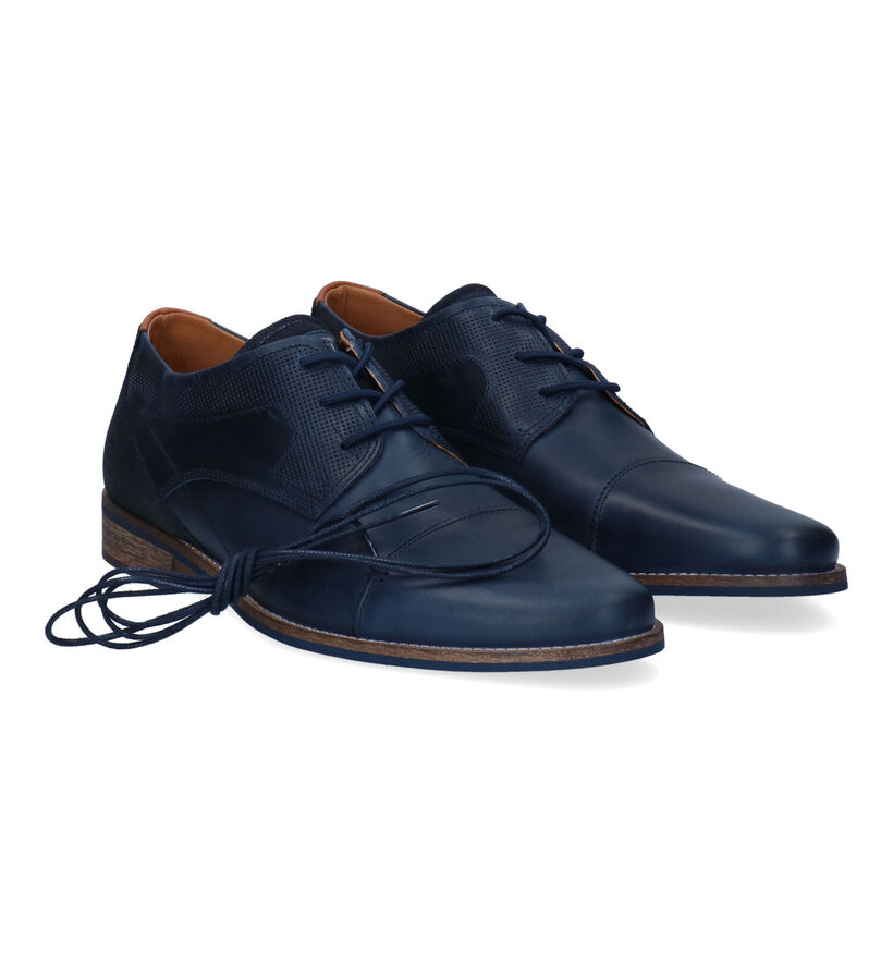 Bullboxer Blauwe Geklede Veterschoenen in leer (319438)