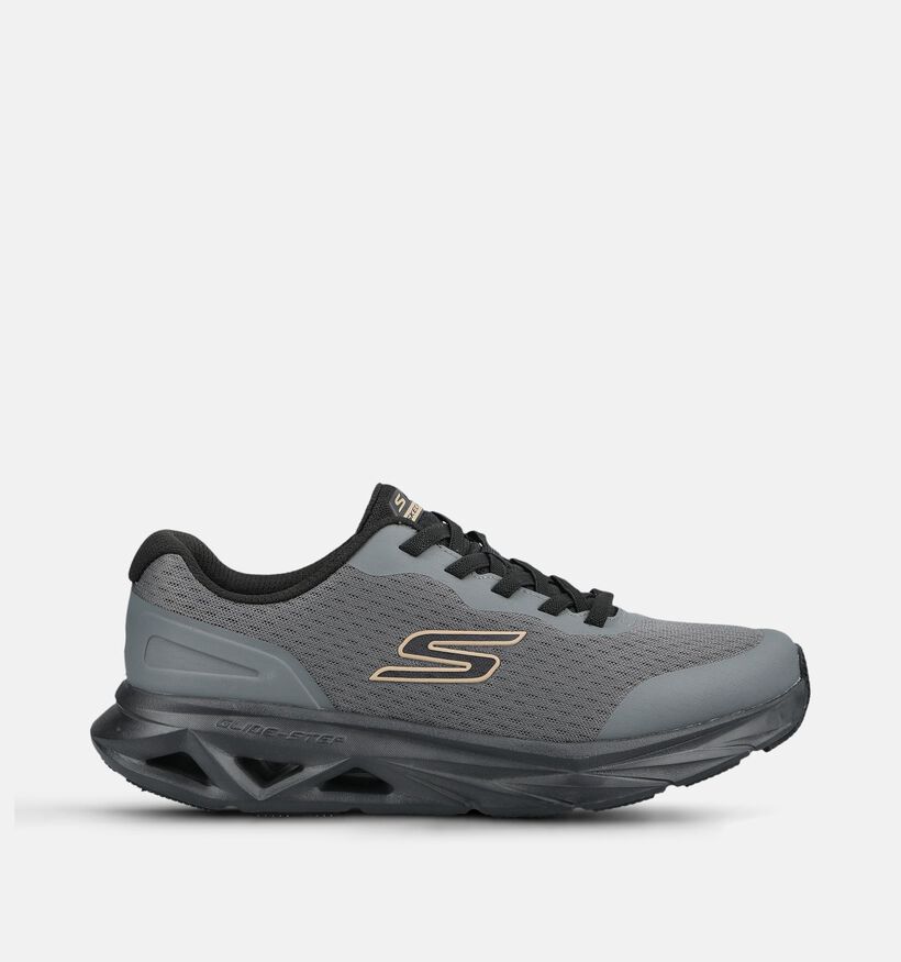 Skechers Glide-Step Vortex Avalin Baskets en Gris fonc&eacute; pour hommes (375623)