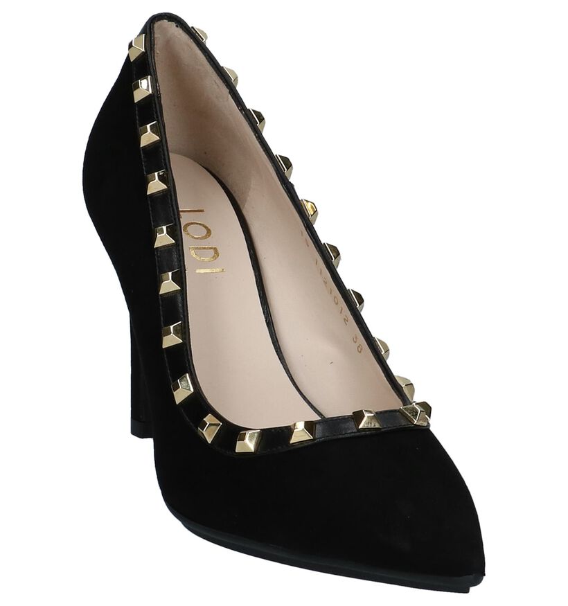 Rode Lodi Relea Pumps met Studs in daim (232101)