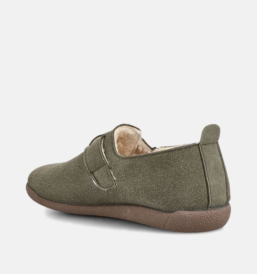 Milo & Mila Pantoufles en Vert kaki pour filles, gar&ccedil;ons (381139) - pour semelles orthop&eacute;diques