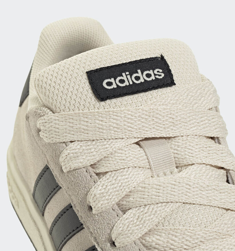 adidas Grand Court 00s Ecru/Zwarte Sneakers voor jongens (365421) - geschikt voor steunzolen