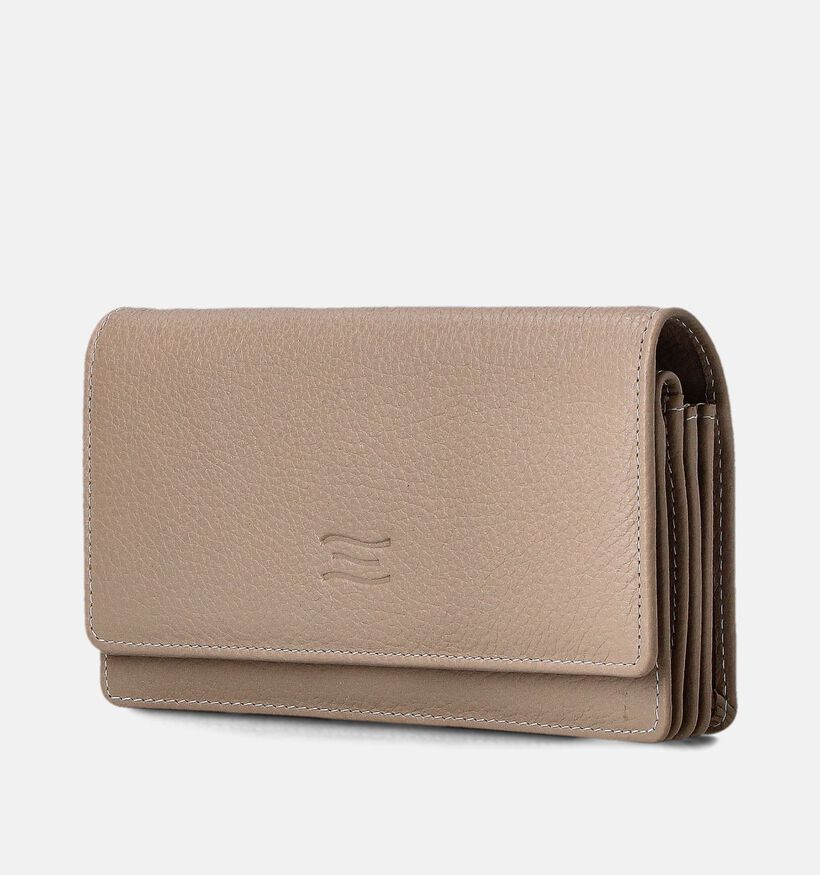 Crinkles Porte-monnaie à rabat en Taupe pour femmes (358089)