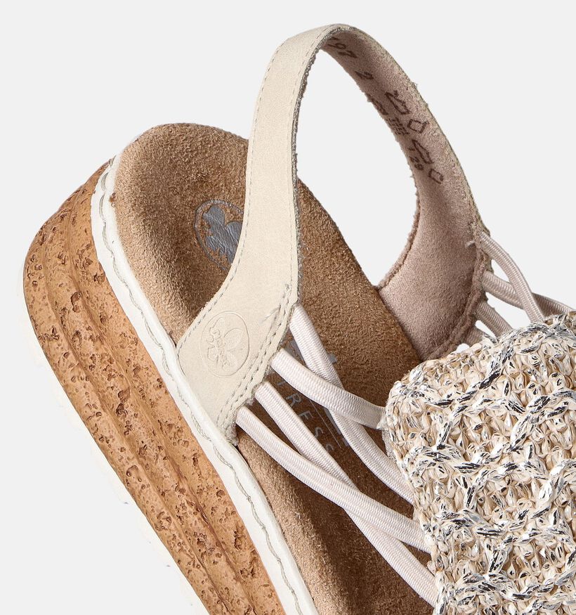 Rieker Sandales talon compensé en Or pour femmes (359298)