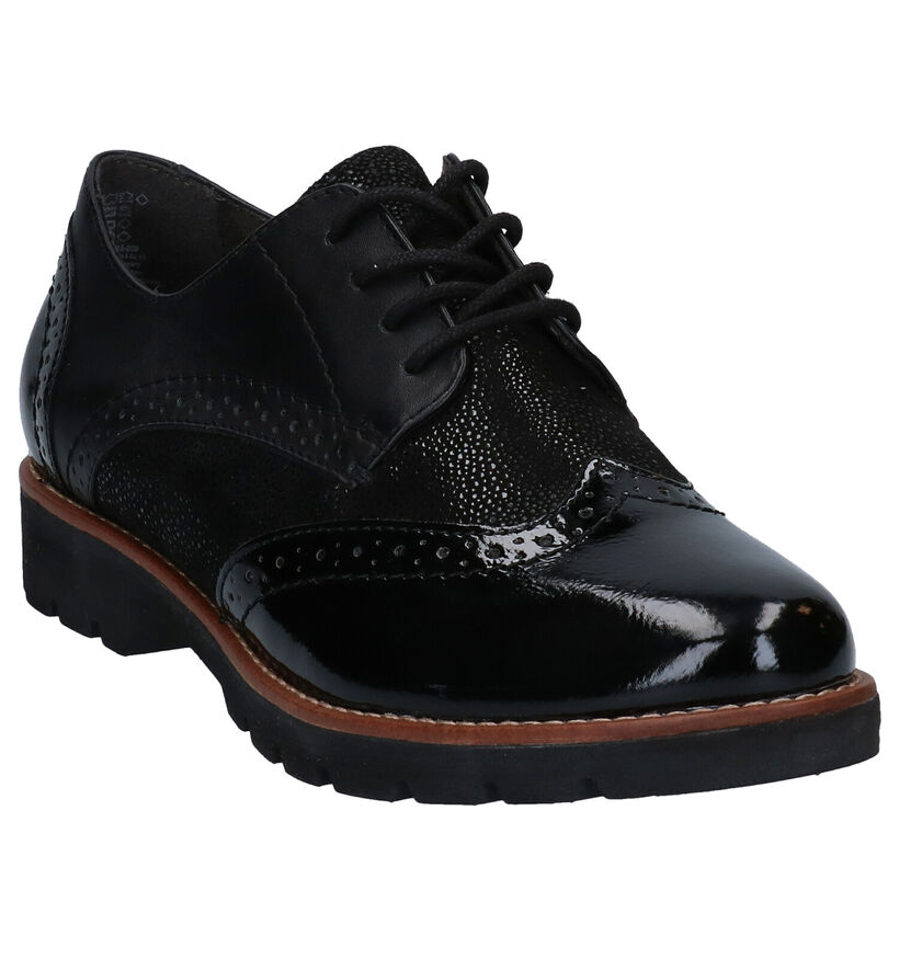 Jana Chaussures à lacets en Noir en cuir (280904)
