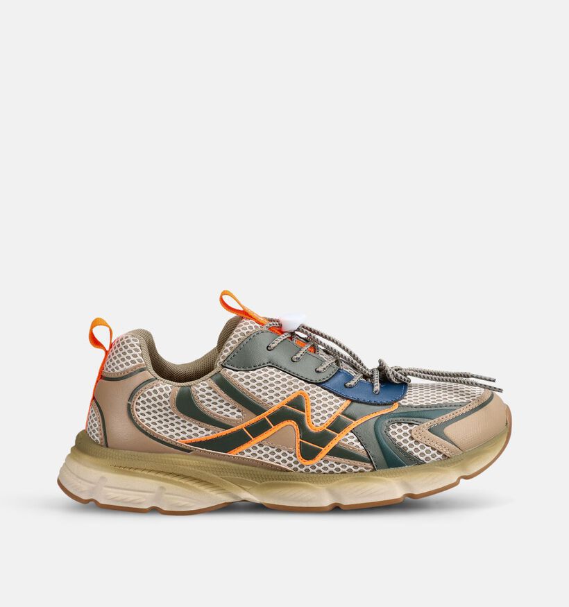 Naturino Wave Baskets en Beige/Vert pour gar&ccedil;ons (377261) - pour semelles orthop&eacute;diques