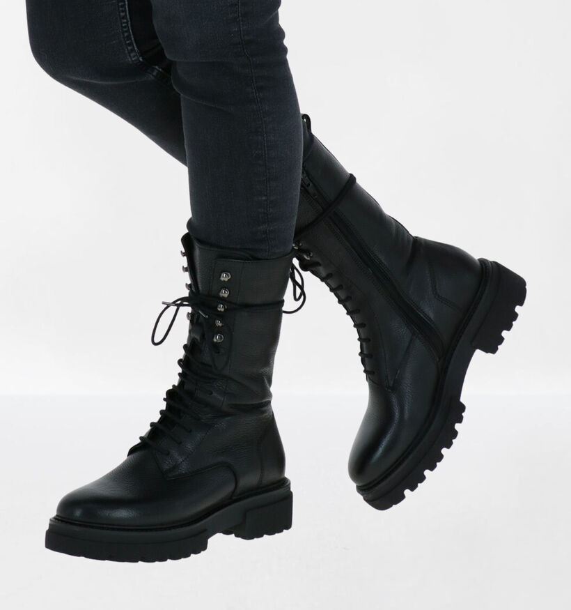 Via Limone Bottes à lacets en Noir en cuir (290763)