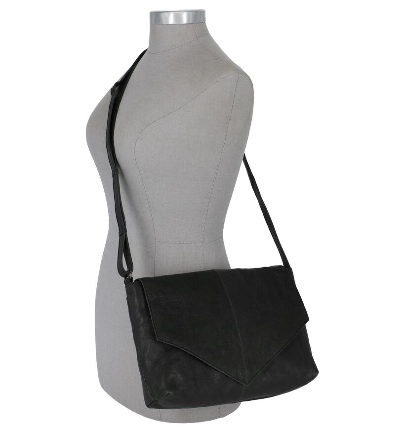 Zwarte Klep/Flap Tas Via Roma in leer (211567)