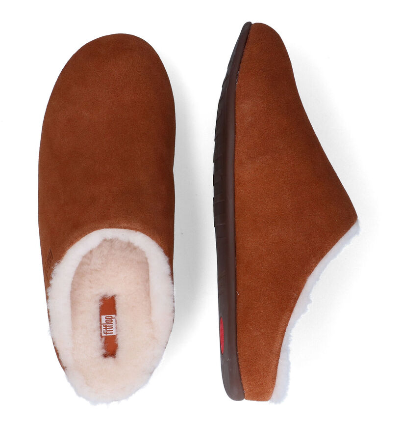 FitFlop Chrissie Shearling Pantoufles en Cognac pour femmes (313556)