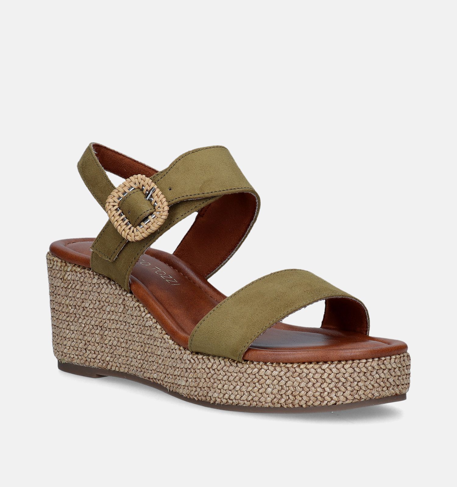 Marco Tozzi Sandales avec talon compense en Vert Kaki Femmes Sandales en ligne sur TORFS.BE