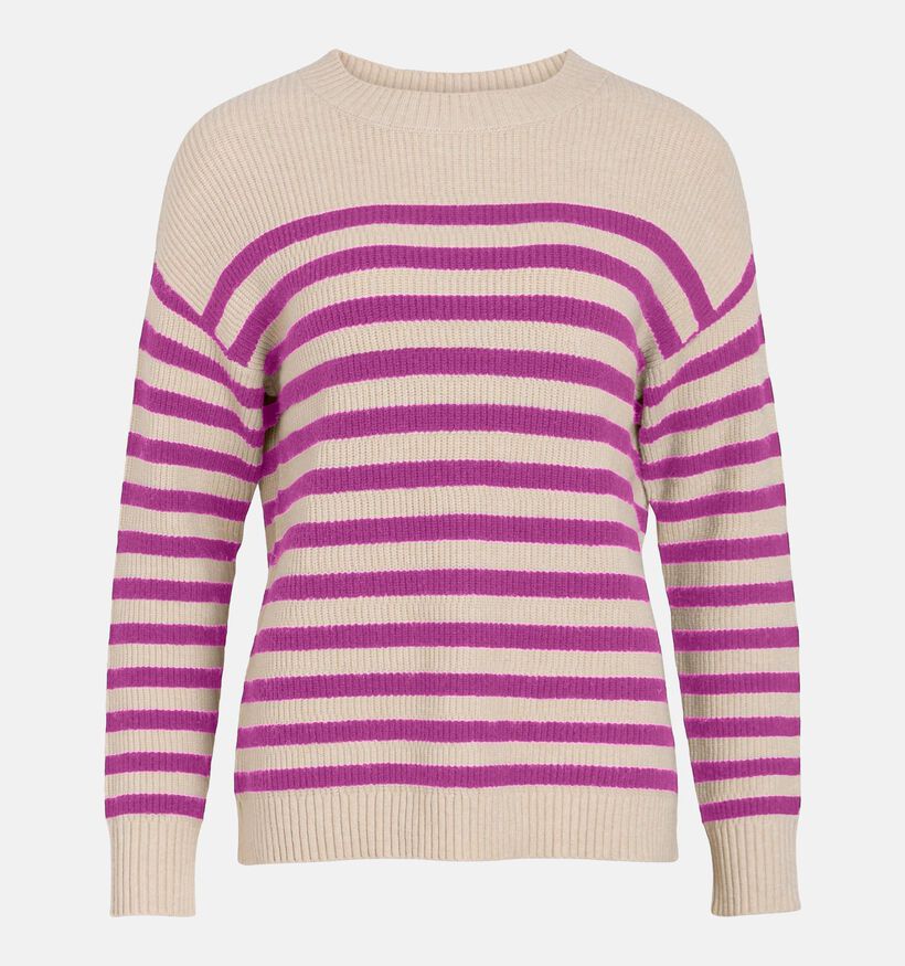 Vila Ril Rib Stripe Ecru Pull voor dames (335470)