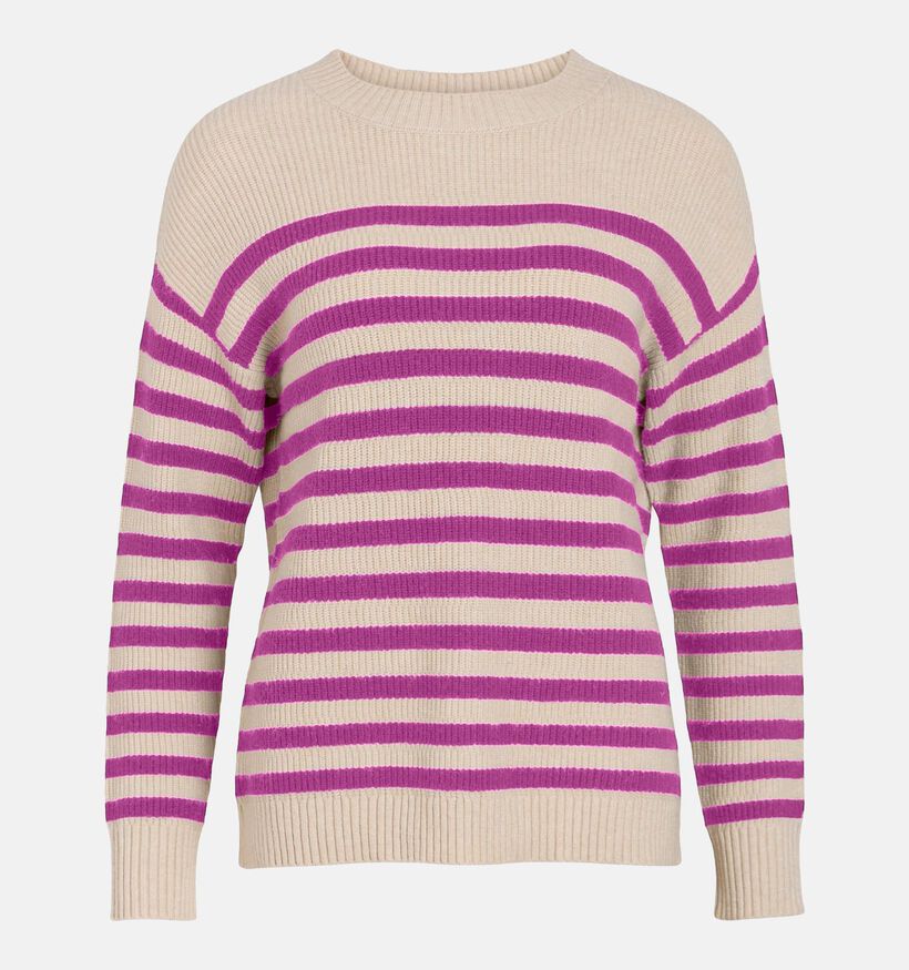 Vila Ril Rib Stripe Roze Pull voor dames (336024)