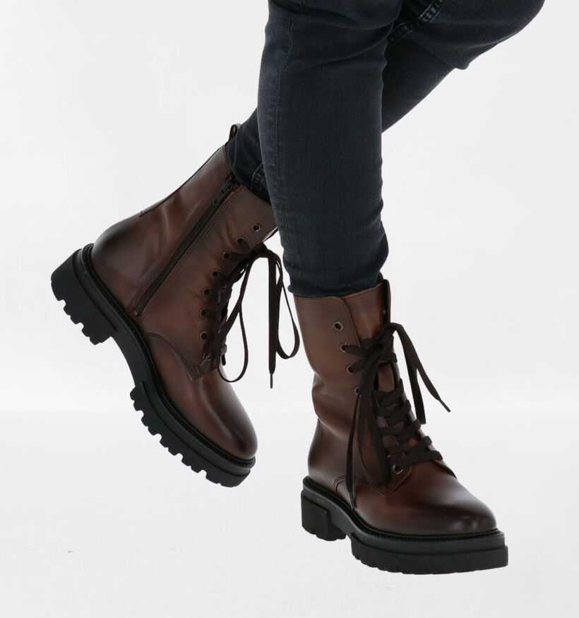 Tamaris Boots à lacets en Noir en cuir (290908)