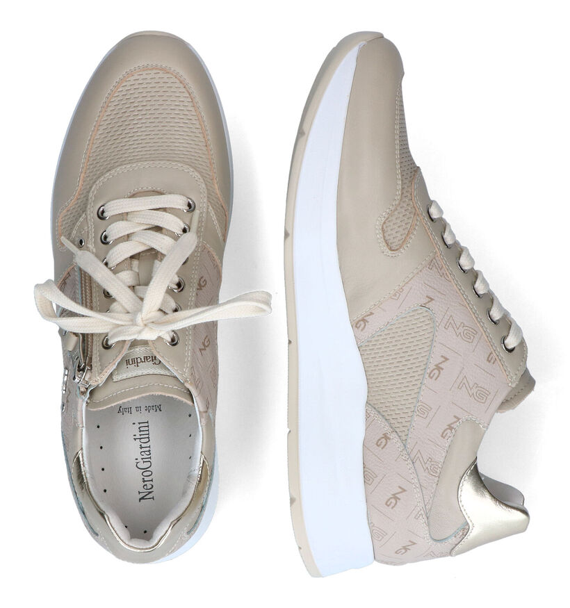 NeroGiardini Beige Veterschoenen voor dames (307457) - geschikt voor steunzolen