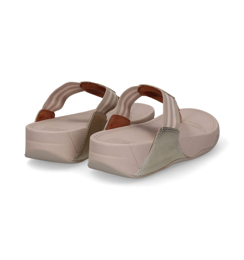 FitFlop Walkstar Wide Fit Webbing Gouden Teenslippers in leer (302648)