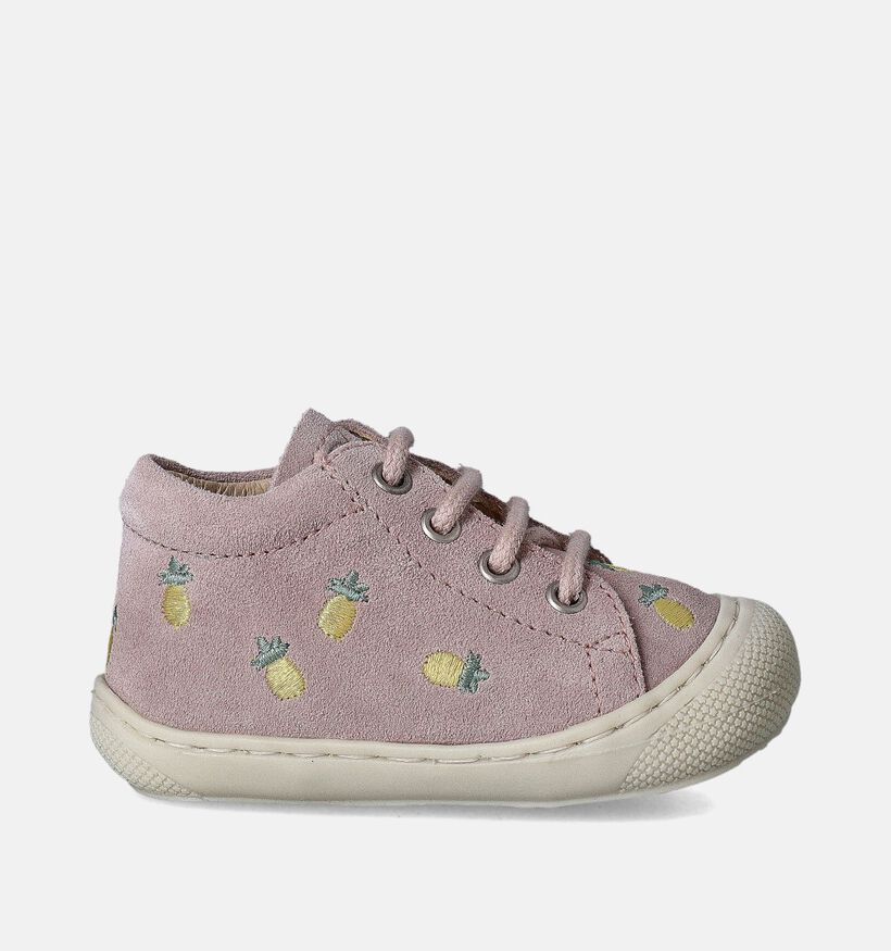 Naturino Cocoon Suede Embroidery Roze Babyschoentjes voor meisjes (359959) - geschikt voor steunzolen