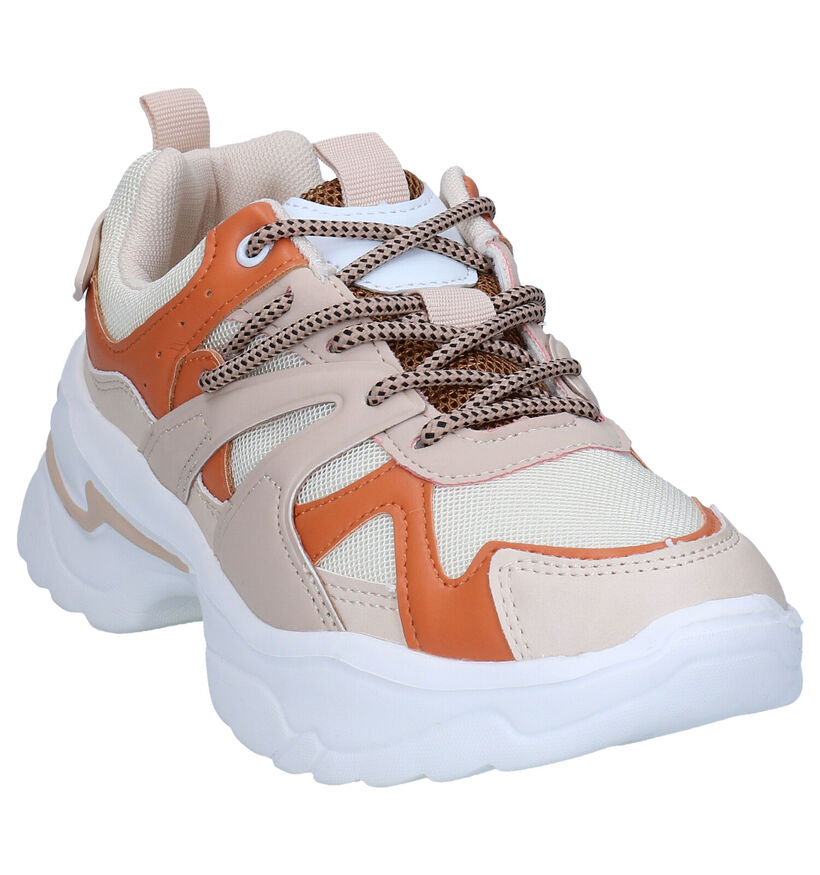 Milo & Mila Beige Sneakers in kunstleer (289883)