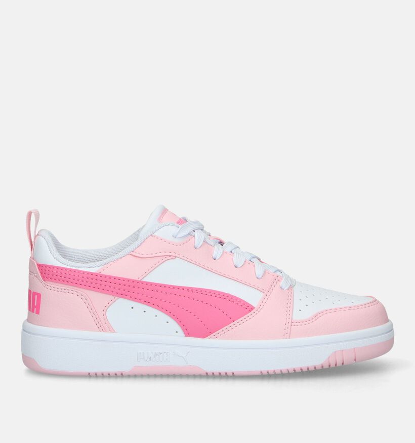 Puma Rebound V6 Lo Baskets en Rose pour filles (334483) - pour semelles orthopédiques