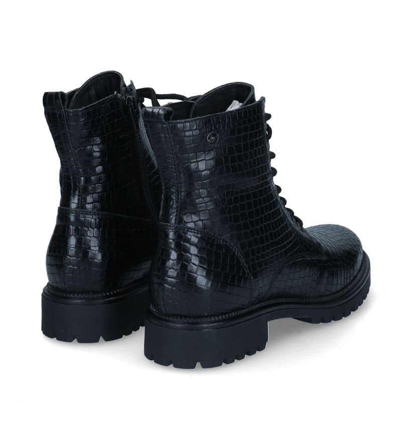 Tamaris Boots à lacets en Noir en cuir (315420)