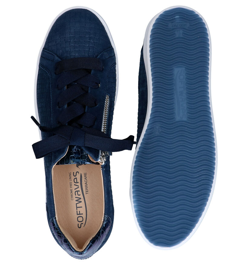 Softwaves Blauwe Rits-Veterschoenen in nubuck (289994)