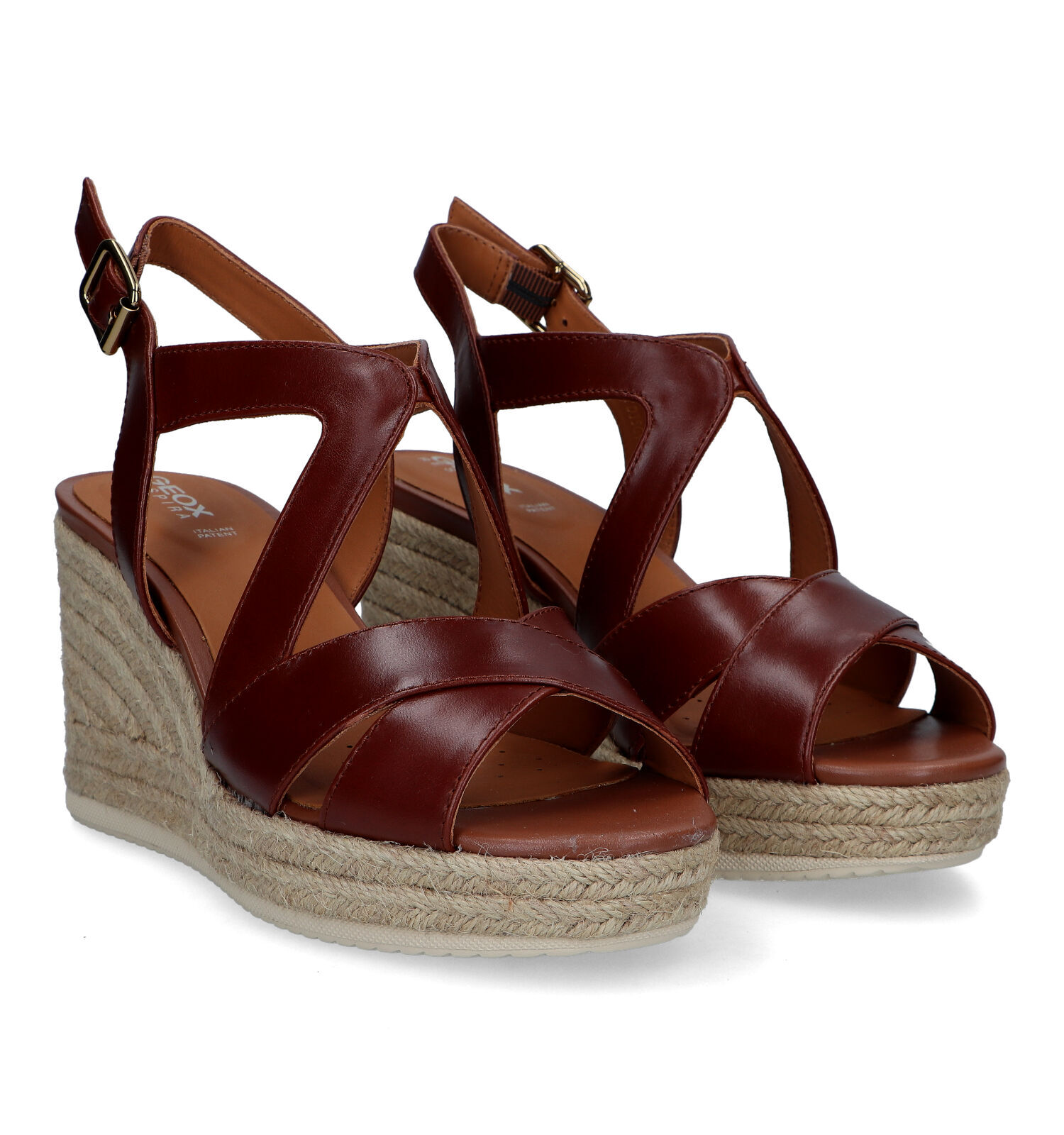 Geox Ponza Bruine Sandalen Met Sleehak Dames Sandalen Online op TORFS.BE