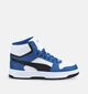 Puma Rebound Slam Mid Witte/Blauwe Hoge Sneakers voor jongens (375573) - geschikt voor steunzolen
