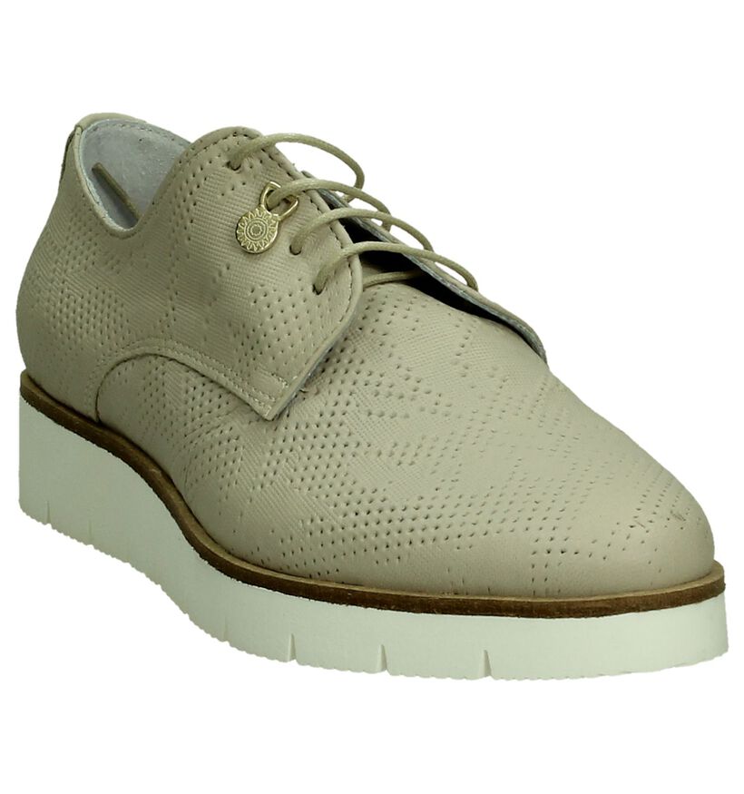 Duee Lichtbeige Oxford Veterschoenen in leer (190272)