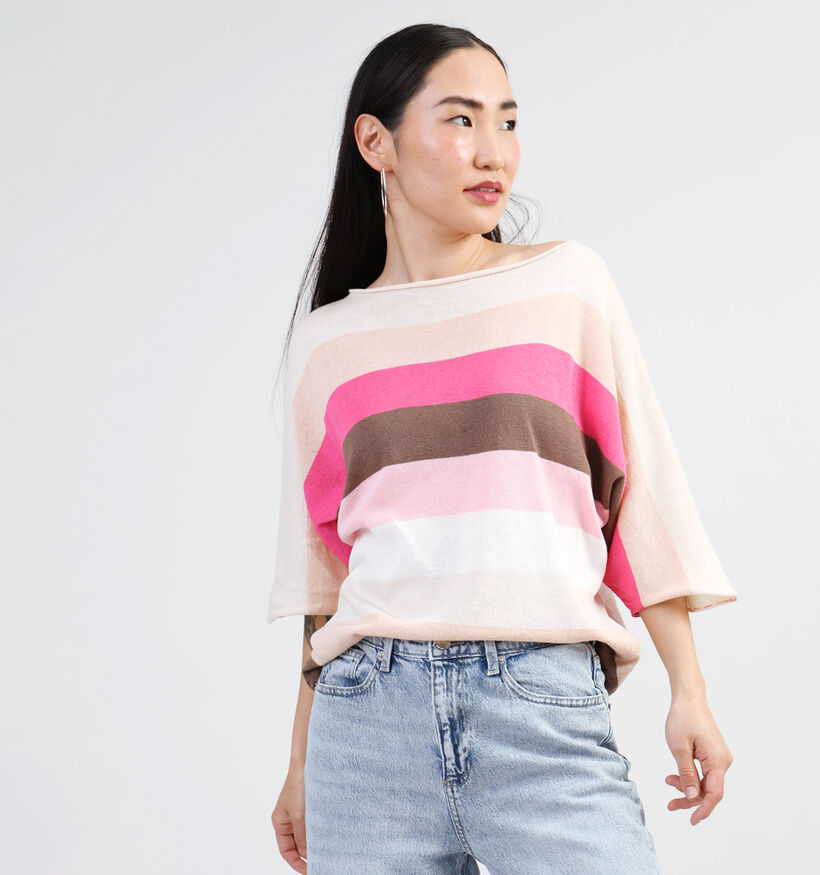 Dolce C. Pull rayé en Beige pour femmes (349565)