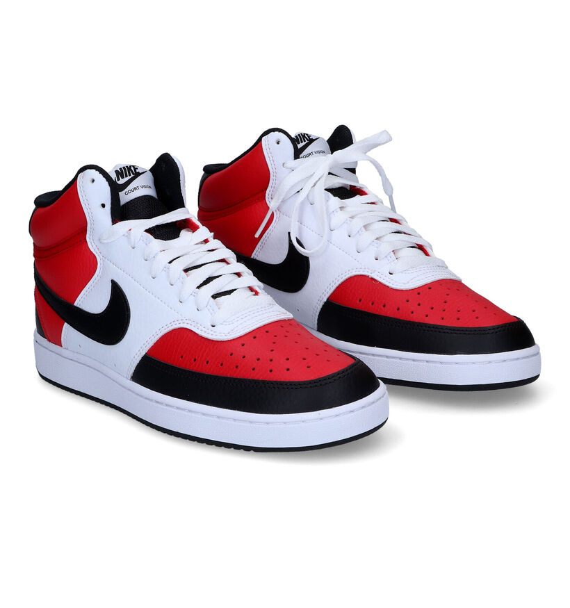 Nike Court Vision Mid NBA Baskets en Rouge en cuir (302692)