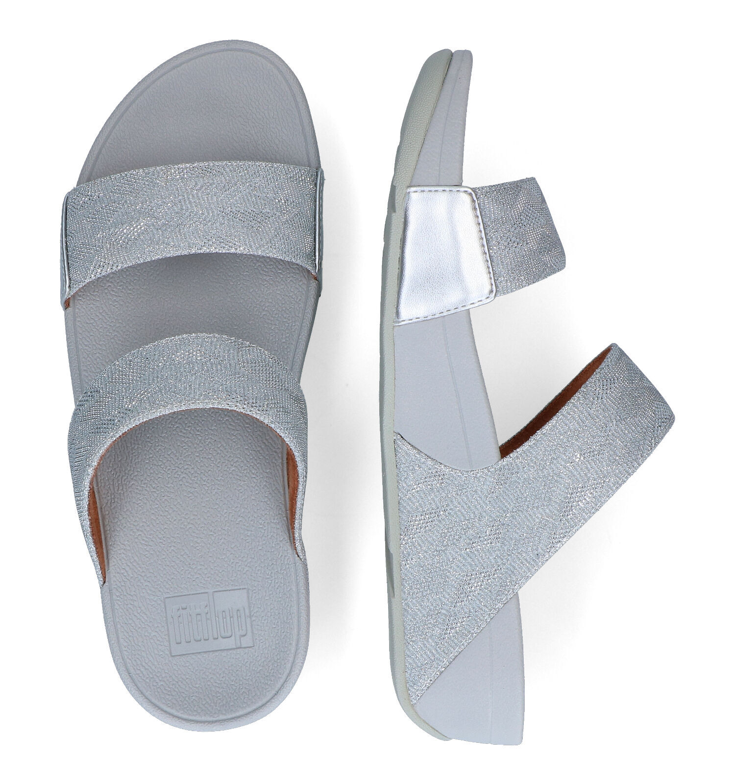 FitFlop Lulu Geo Glitz Zilveren Slippers Dames Slippers Online op TORFS.BE