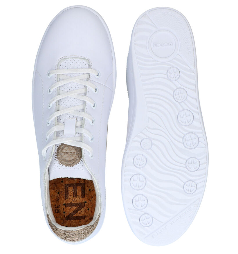 Woden Baskets habill&eacute;es en Blanc en cuir (286982)