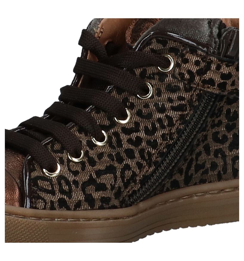 Bronzen Lage Geklede Sneakers met Luipaardprint Romagnoli in leer (230211)